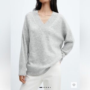 Mango oversized Gray V-Neck Sweater